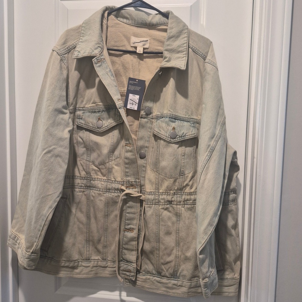 Universal Thread Light Wash Drawstring Waist Denim Utility Jacket XXL NWT
